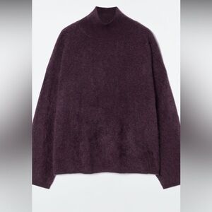 COS Brushed Cashmere Turtleneck Jumper Sweater Burgundy